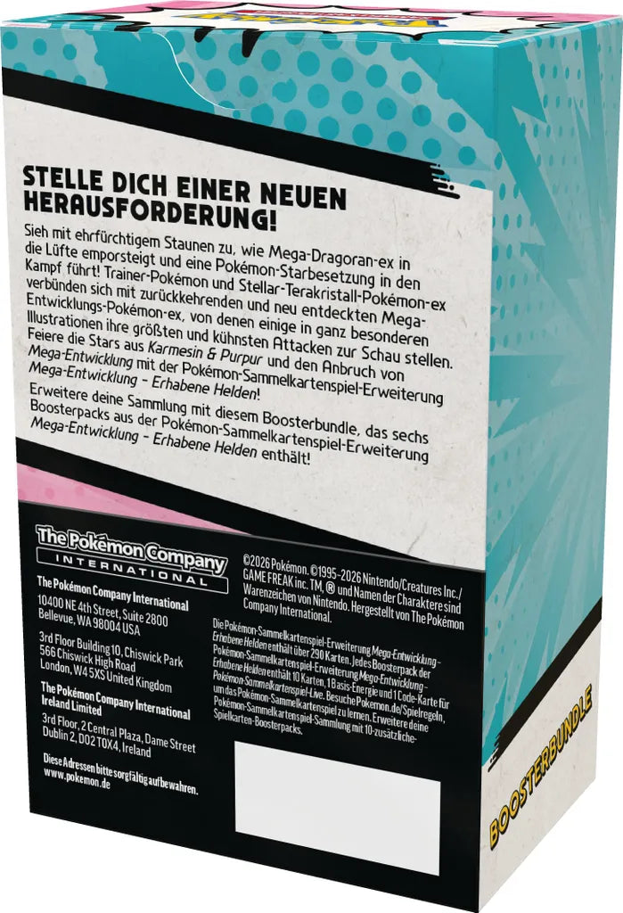 bitte sorgfältig aufbewahren Pokémon Mega-Entwicklung: Erhabene Helden Boosterbundle